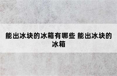 能出冰块的冰箱有哪些 能出冰块的冰箱